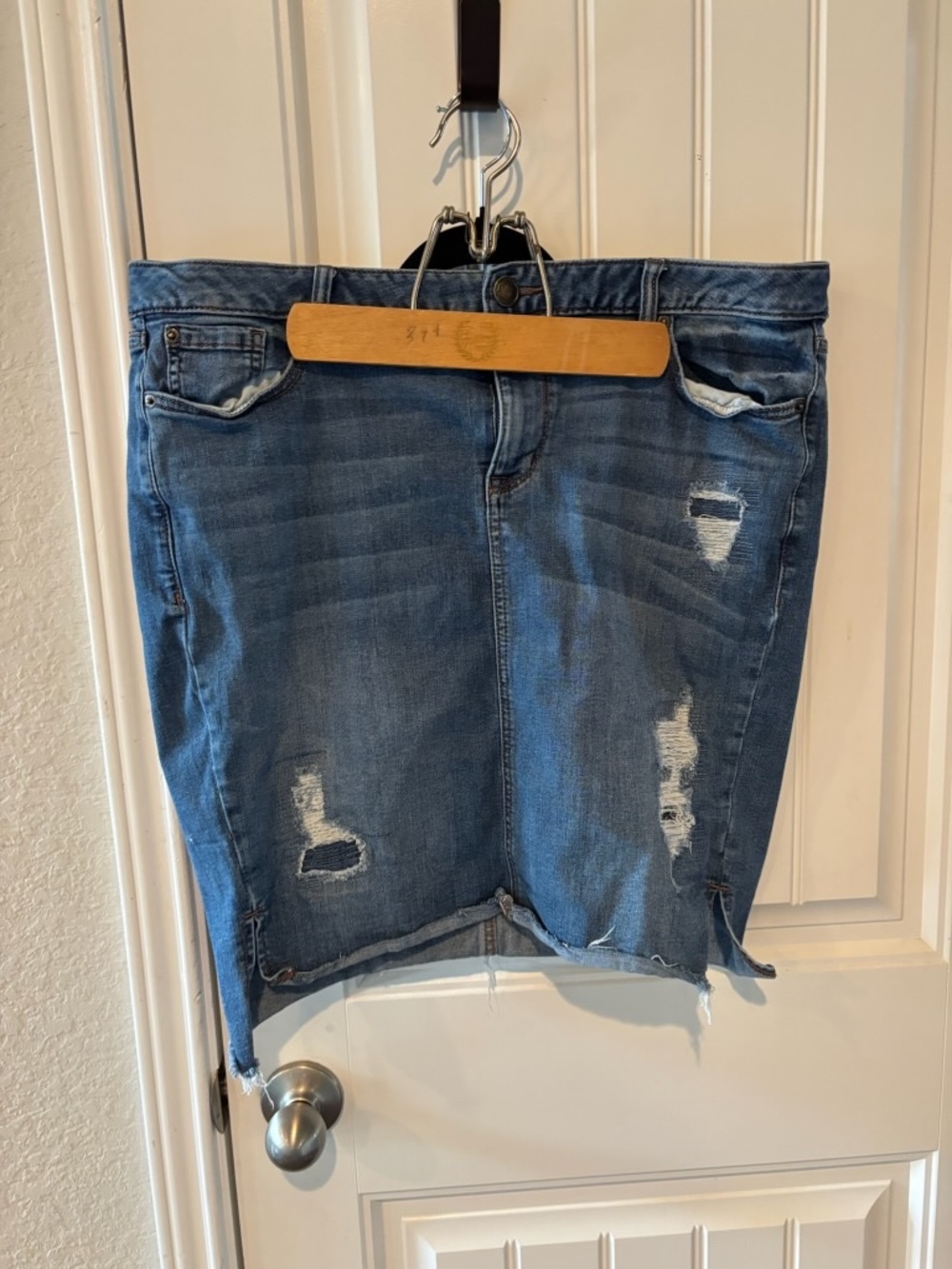 Distressed Jean skirt